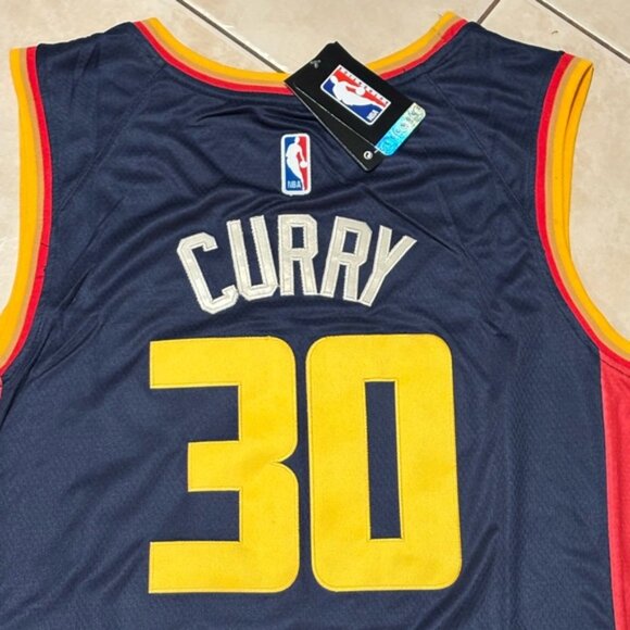 Golden State Warriors Stephen Curry # 30 Jersey Blue/Yellow , Unisex - Picture 3 of 12